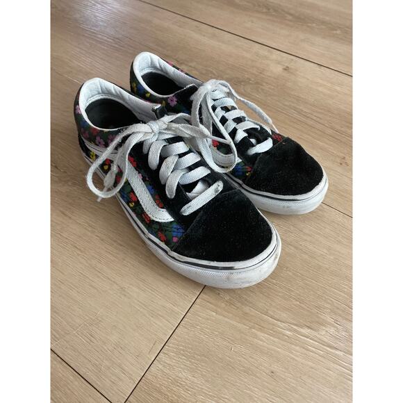 Vans Other - Vans sneakers girls size 2 black suede floral lace up